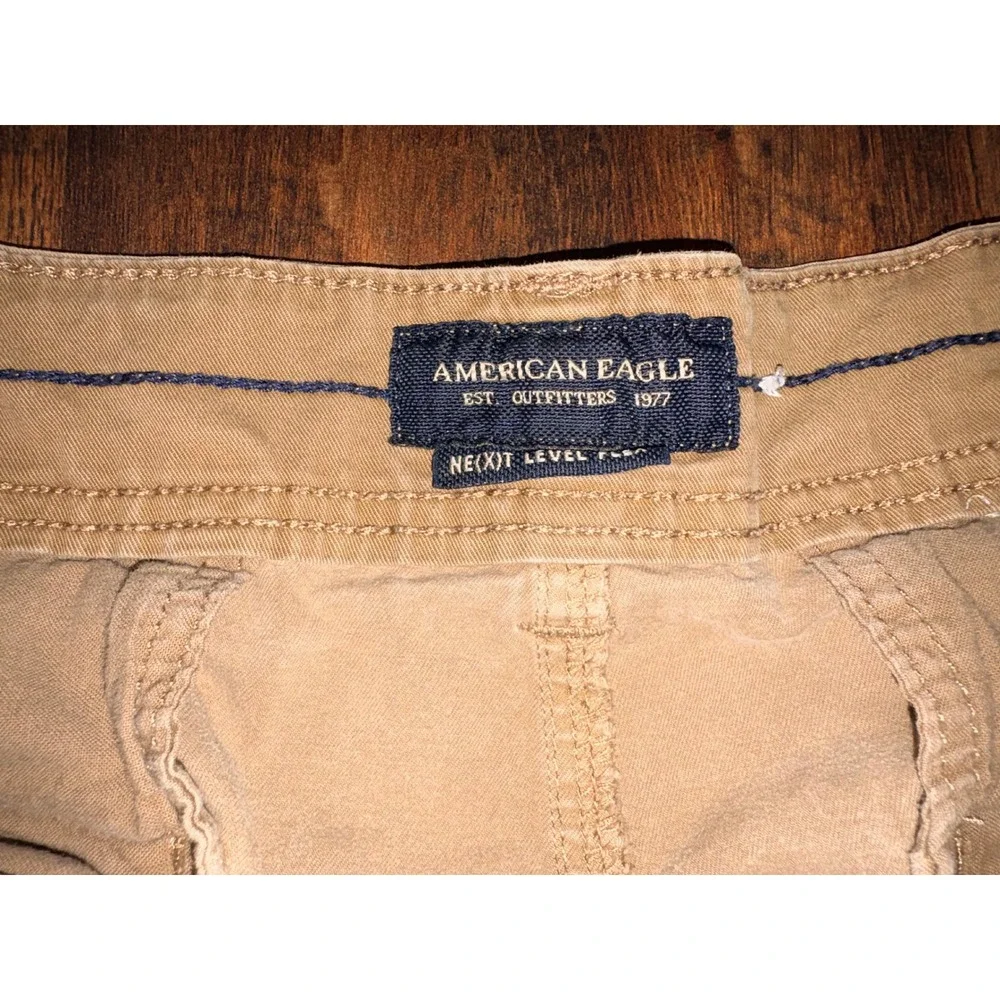 American Eagle Mens Next Level Flex Cargo Shorts Khaki Tan Size 38 Utility
